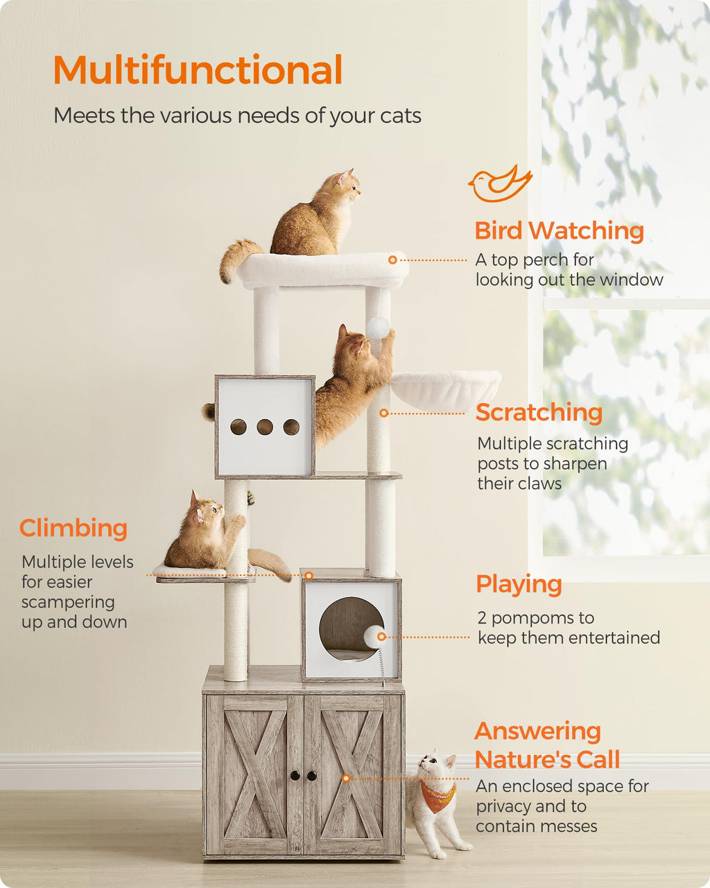 70.1-Inch Tall Cat Tree with Litter Box Enclosure P38900