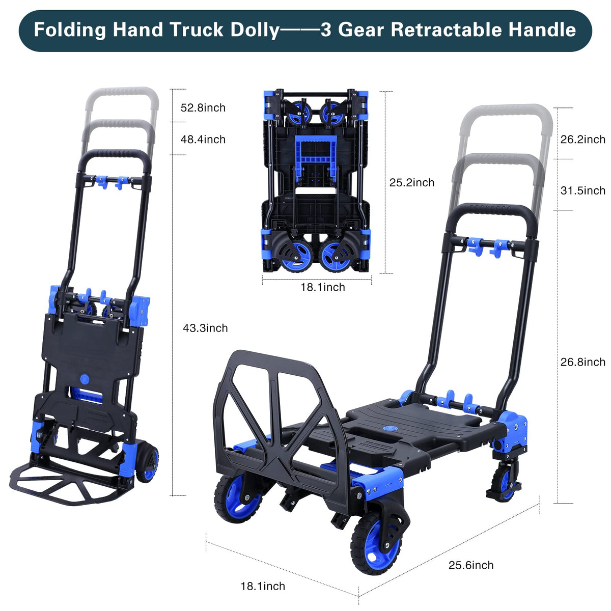 2-in-1 Foldable Hand Truck Dolly 330LB Capacity C5006