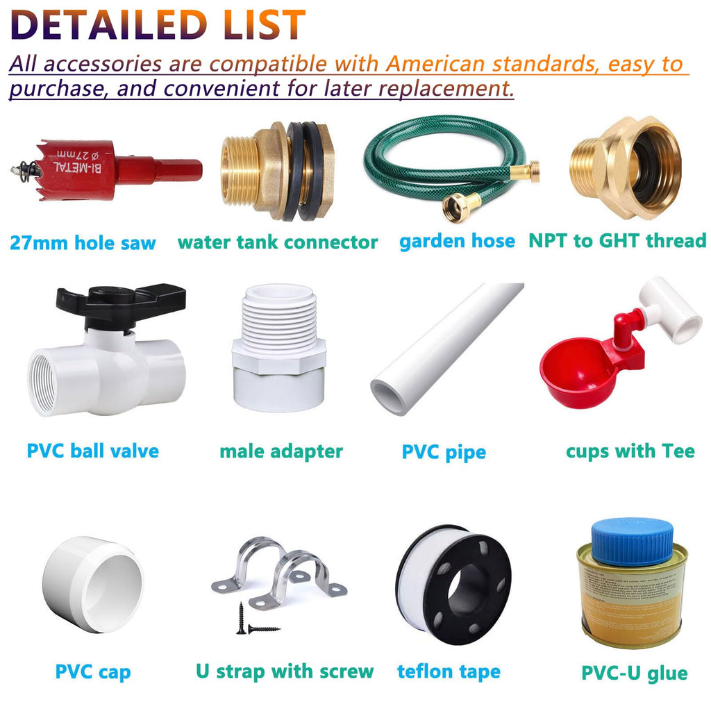 Automatic Chicken Watering System with Hose Connector Kit B1618
