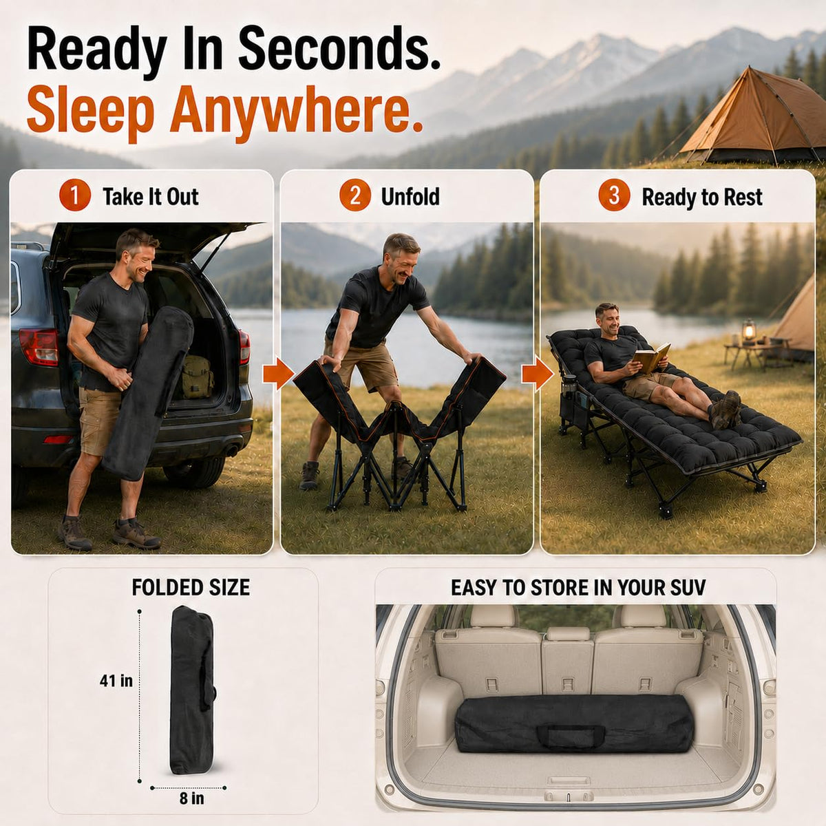 32'' XXL Oversized Camping Cot U3145