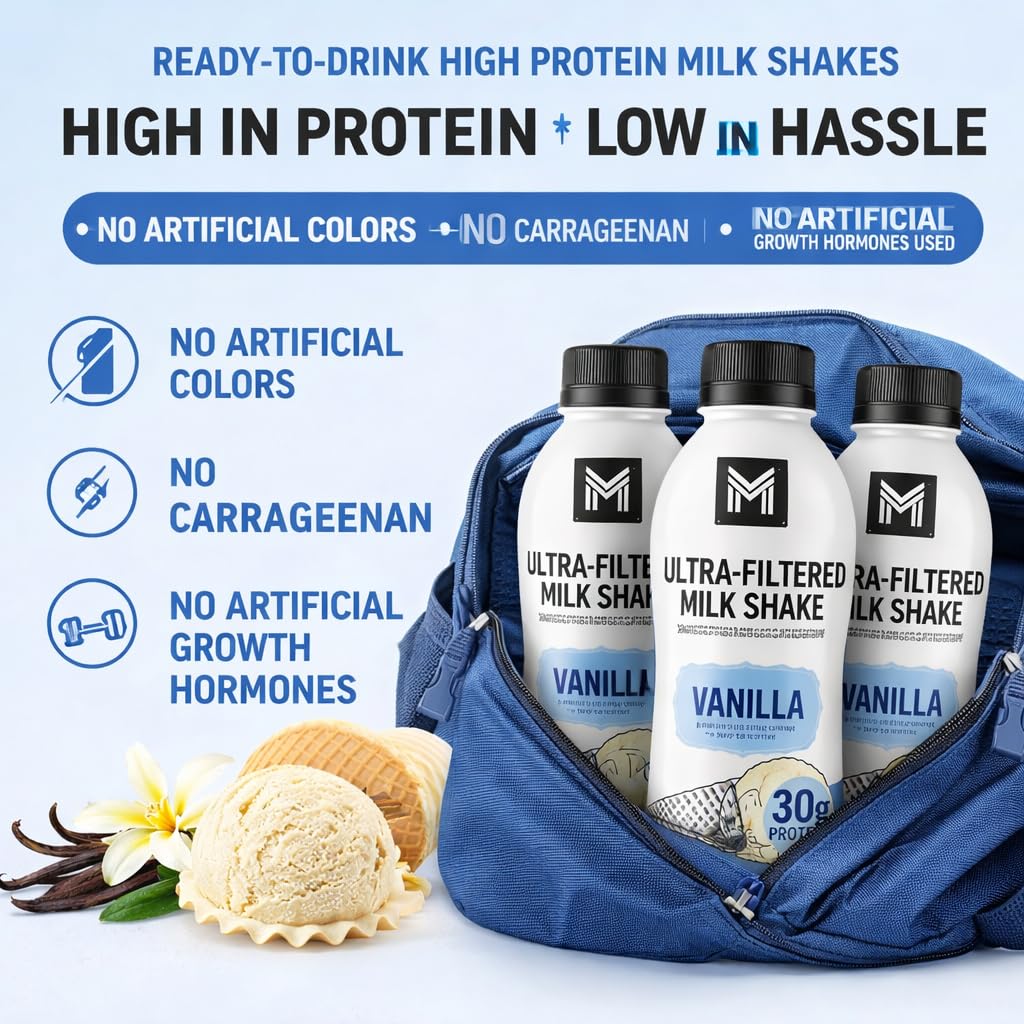 Vanilla Milk Shake, 12 Pack High Protein Shake, 30g Protein, 11.5 Fl Oz W120