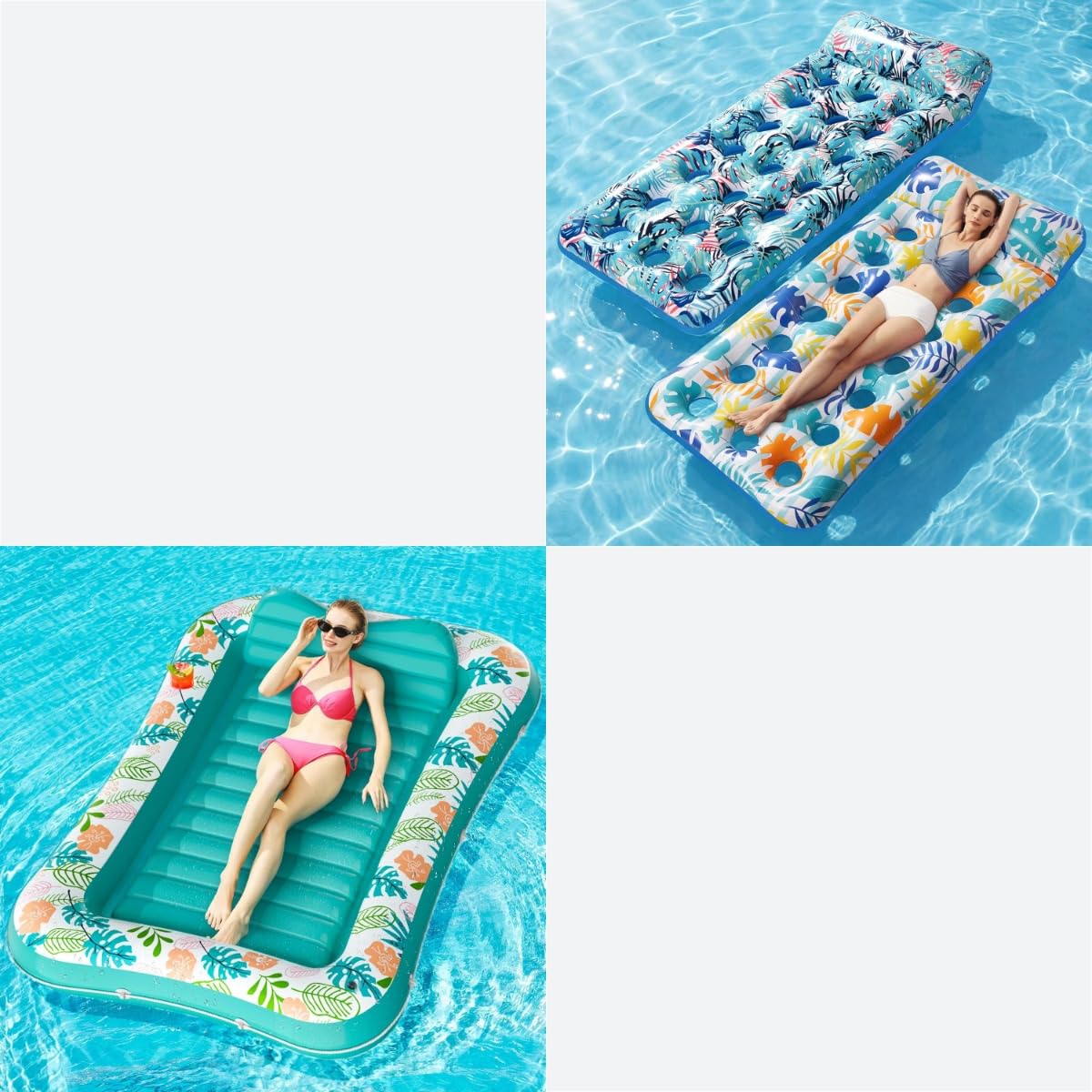 2 Pack Inflatable Pool Float Mat & 75" x 51" Tanning Pool Lounger P476608