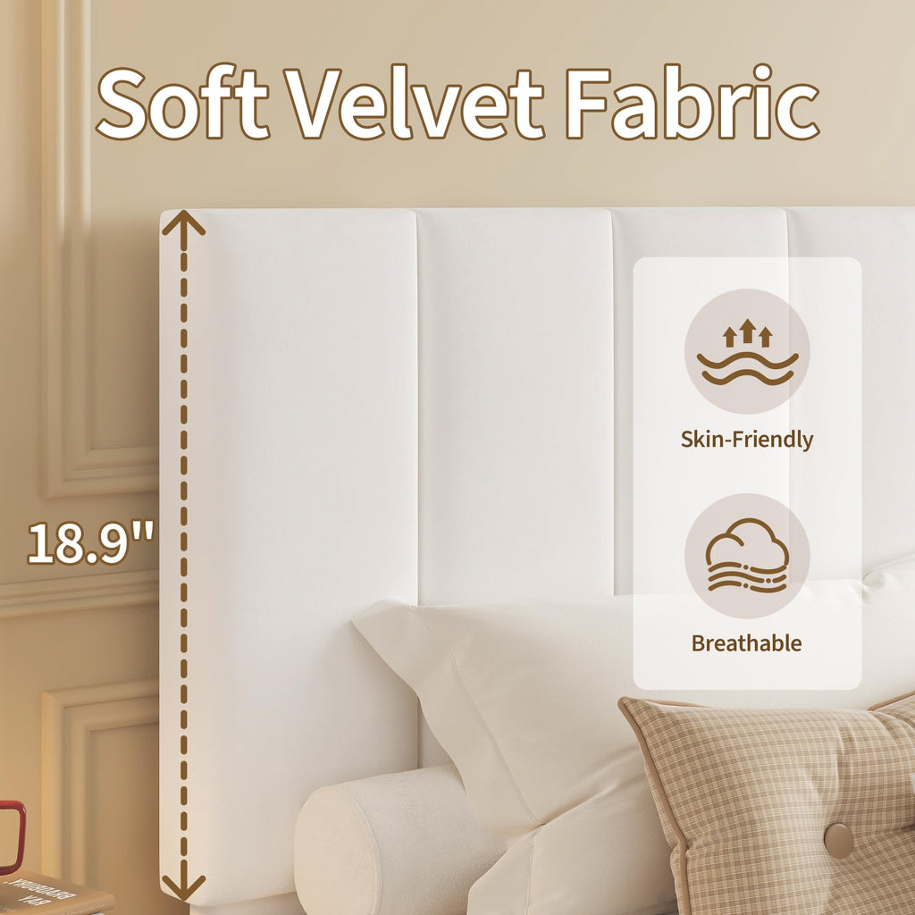 White Twin Size Upholstered Bed Frame D53026