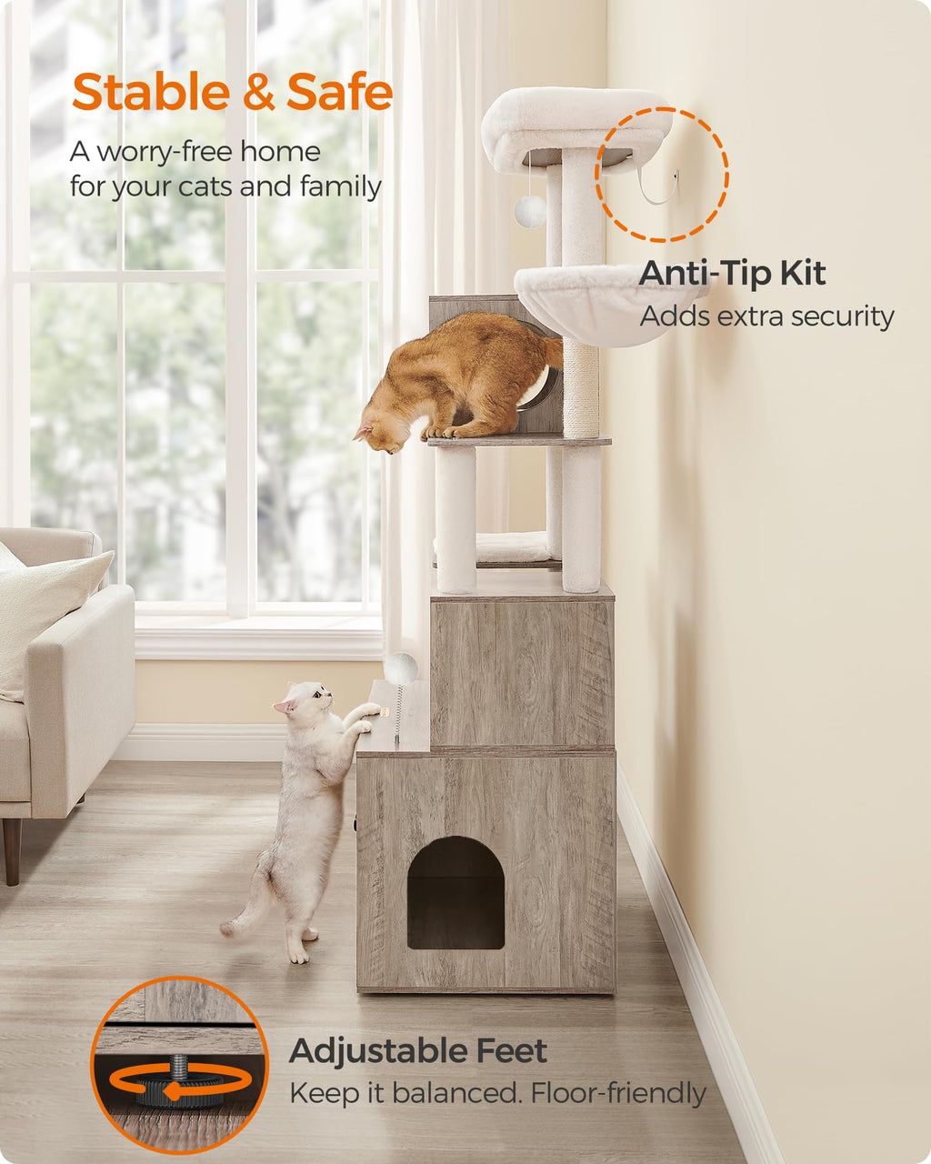 70.1-Inch Tall Cat Tree with Litter Box Enclosure P38900