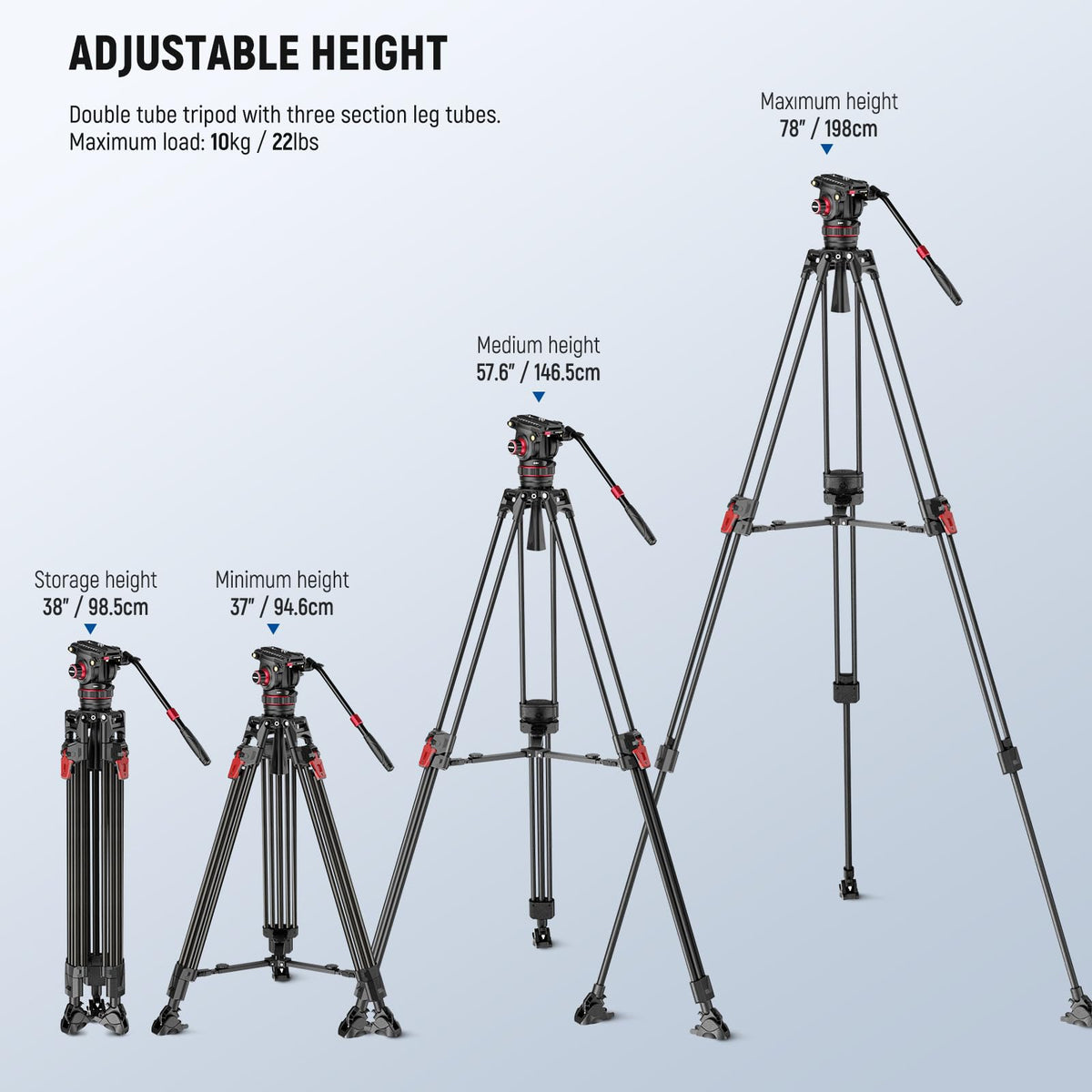 Carbon Fiber Video Camera Tripod with Fluid Head O6707