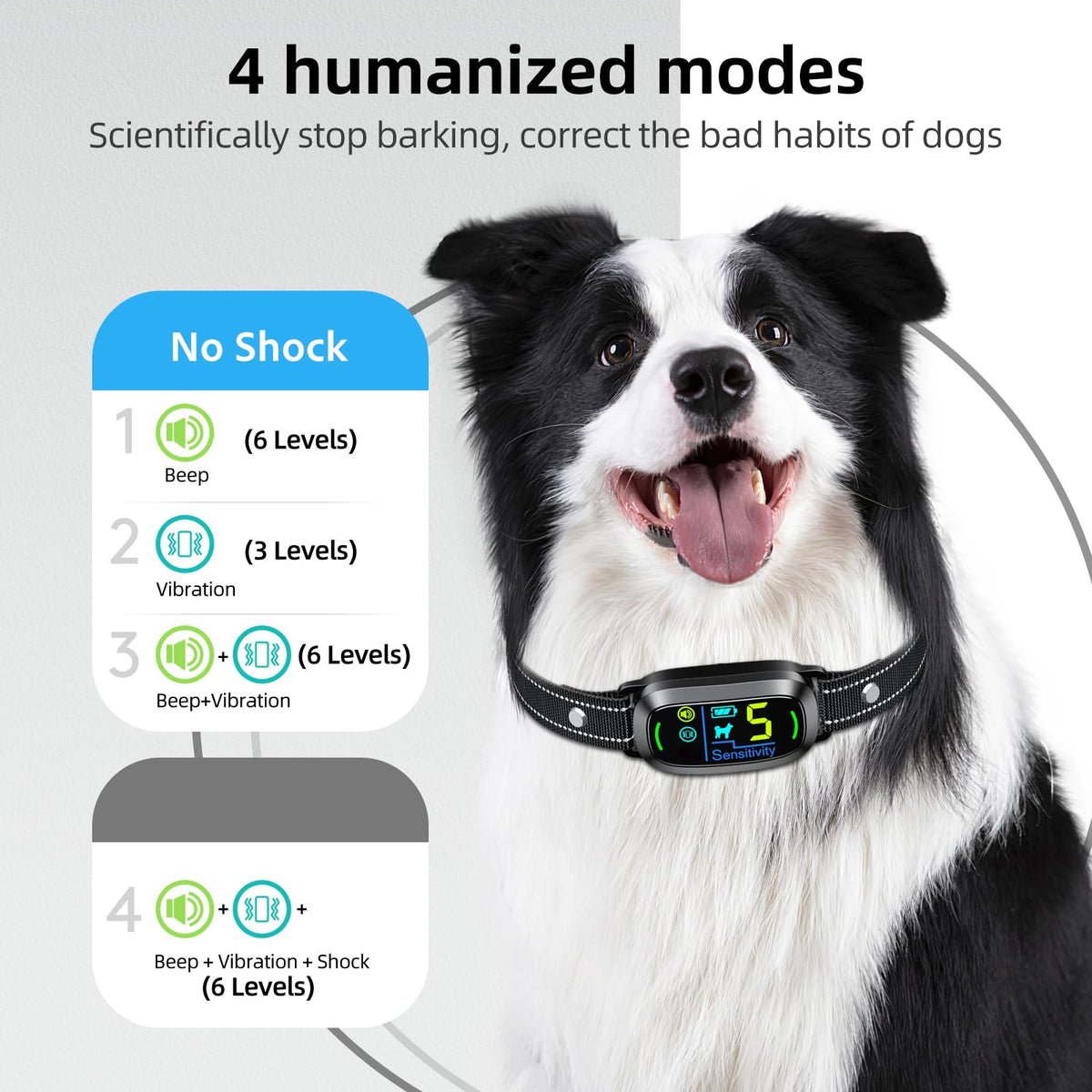 Rechargeable Anti Barking Training Collar with 5 Adjustable Sensitivity W4059