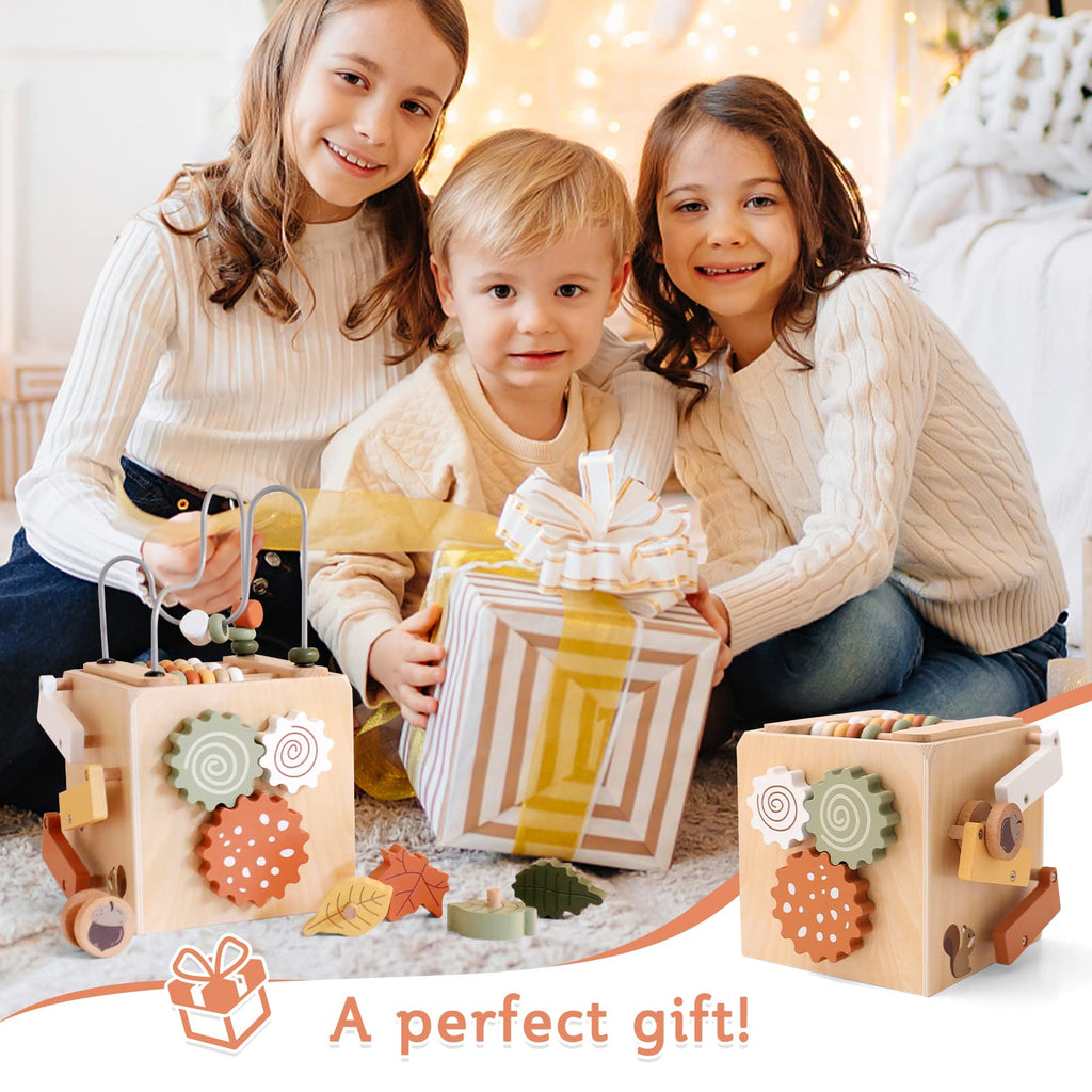 5 in 1 Wooden Activity Cube Bead Maze Shape Sorter K131224