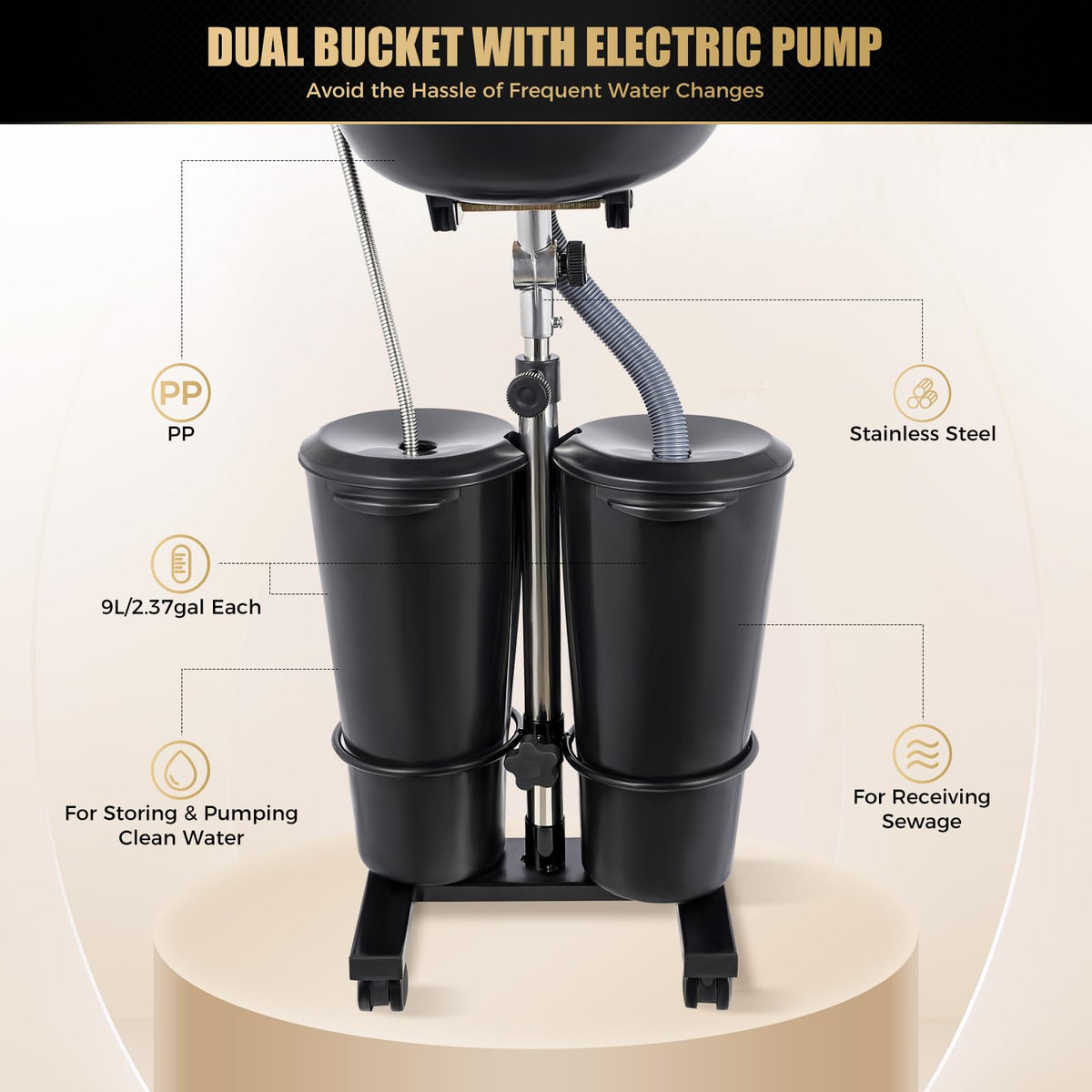 Portable Shampoo Basin Adjustable with Electric Pump O5701