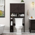 Over The Toilet Storage Cabinet with 2 Barn Doors, Walnut M29690