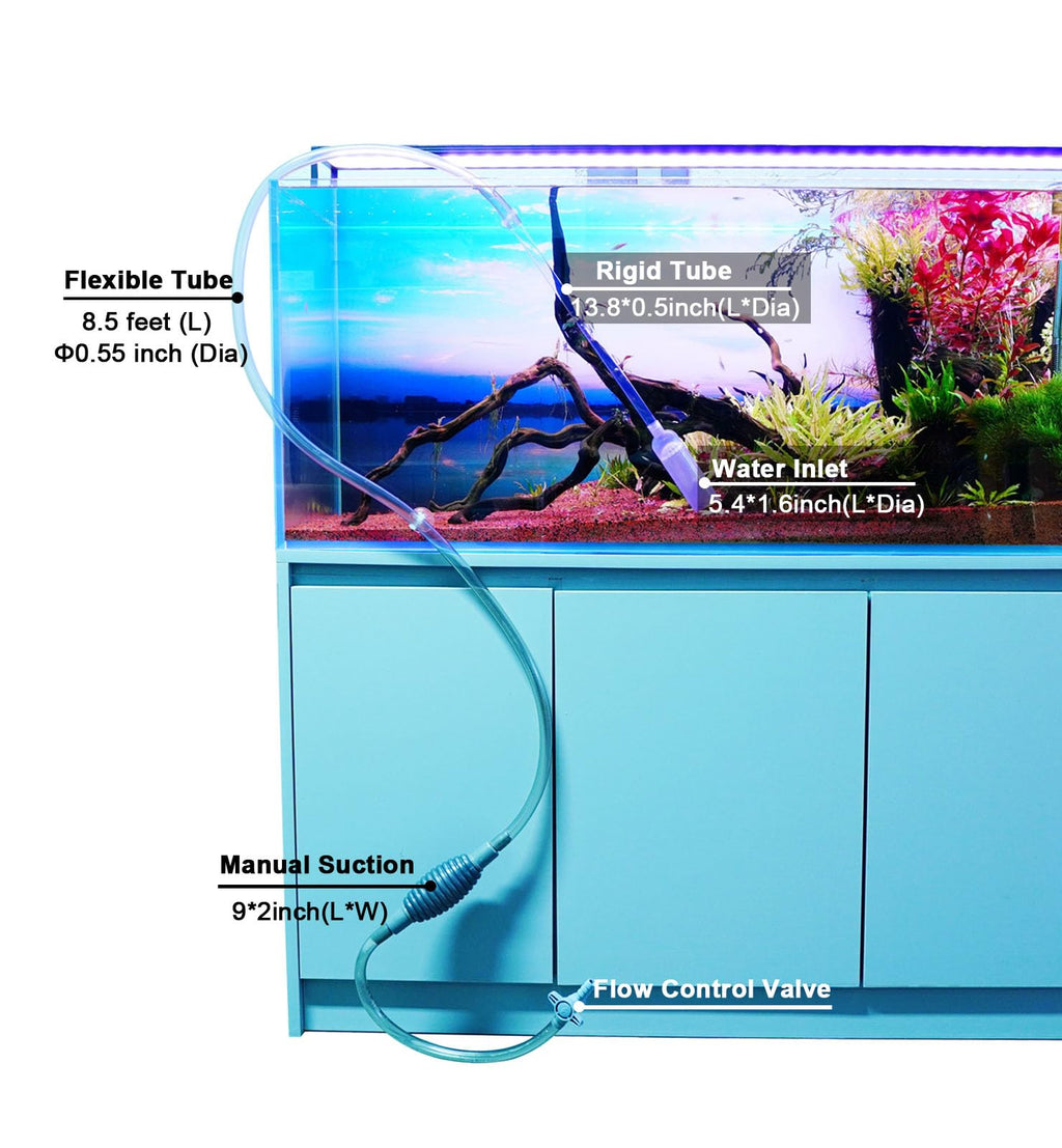 Fish Tank Cleaning Kit with Aquarium Siphon, Fish Net, and Algae Scraper D952458