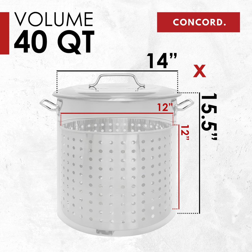 Stainless Steel Stock Pot with Steamer Basket 40 Quart T718397