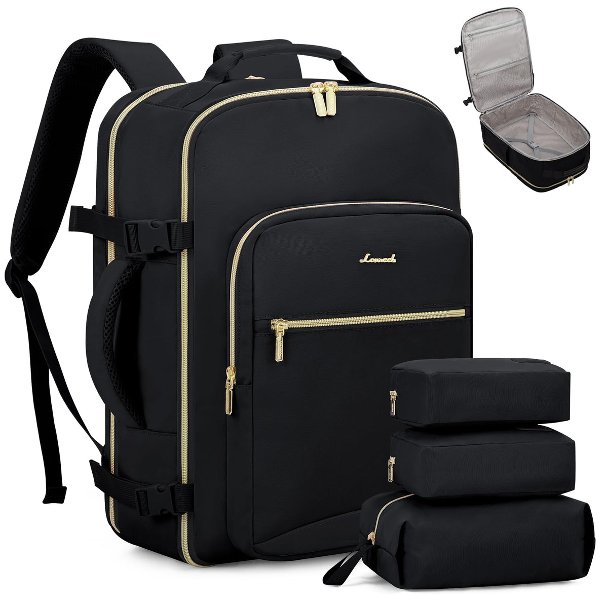 40L Waterproof Travel Backpack with 3 Packing Cubes, fits 17" Laptop R7847