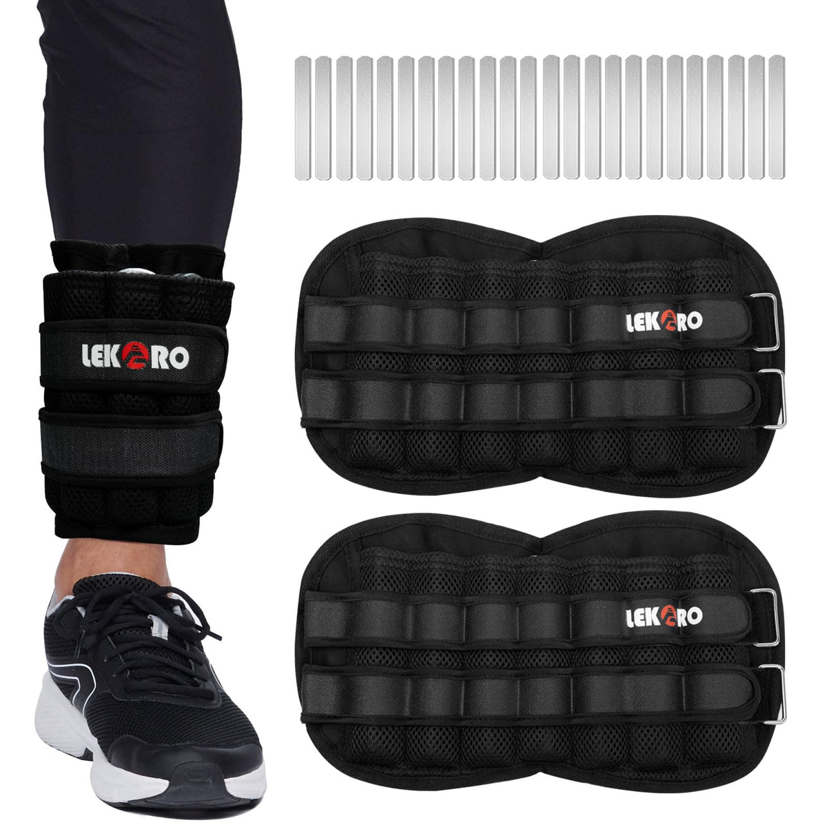 Ankle Weights Wrist Weights, 1 Pair Adjustable Removable Steel H727