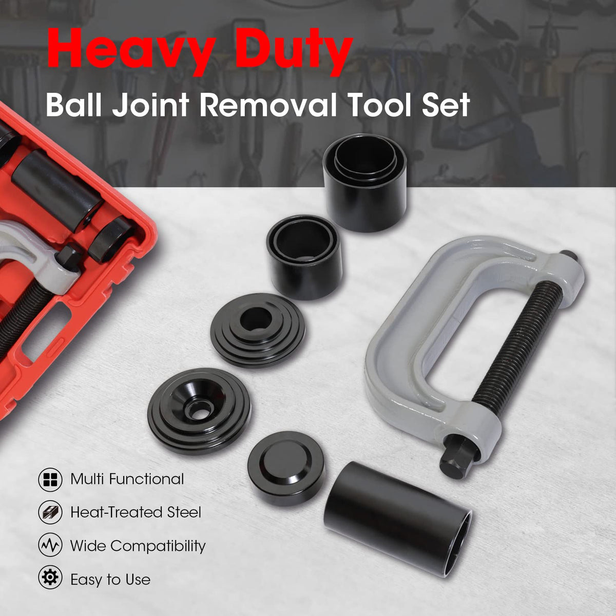Ball Joint Press and U Joint Removal Kit, 10 PCS with Storage Case C127278