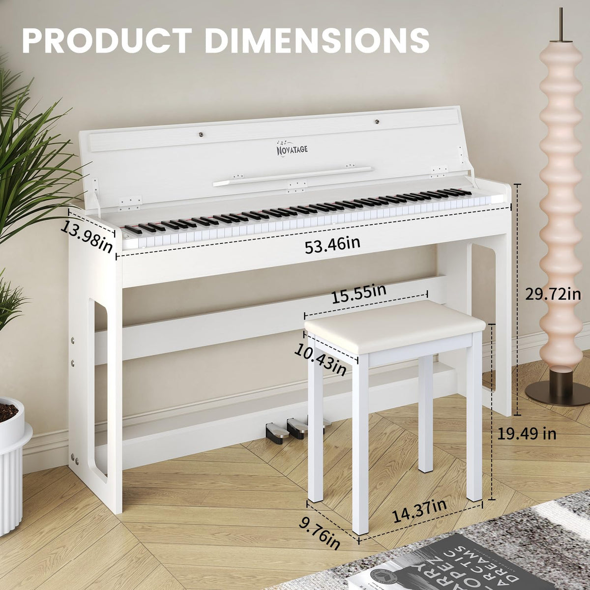88-Key Weighted Hammer Action Piano Keyboard with Bench V176