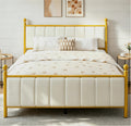 Gold Full Size Bed Frame with Headboard and Under Bed Storage V283618