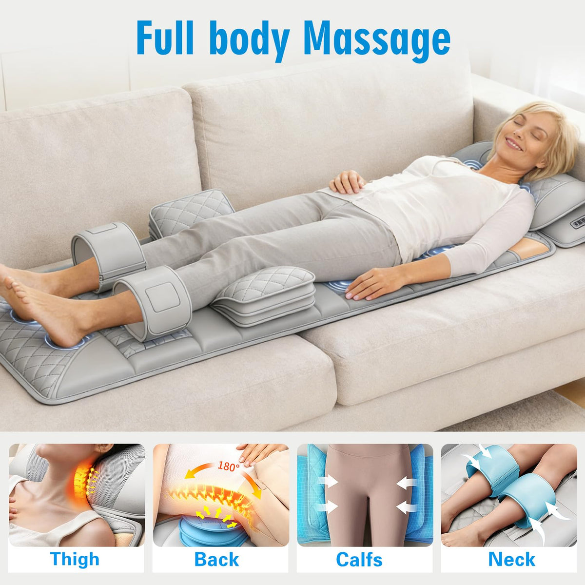 Full Body Massage Mat with Lumbar Pad & Headrest T3539