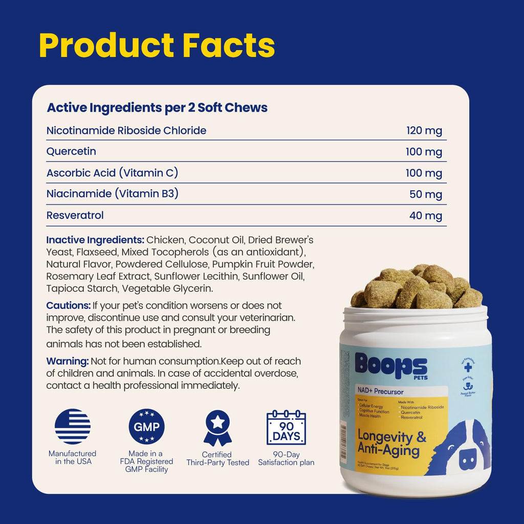 90 Soft Chews NAD+ Precursor Senior Dog Supplement E24227