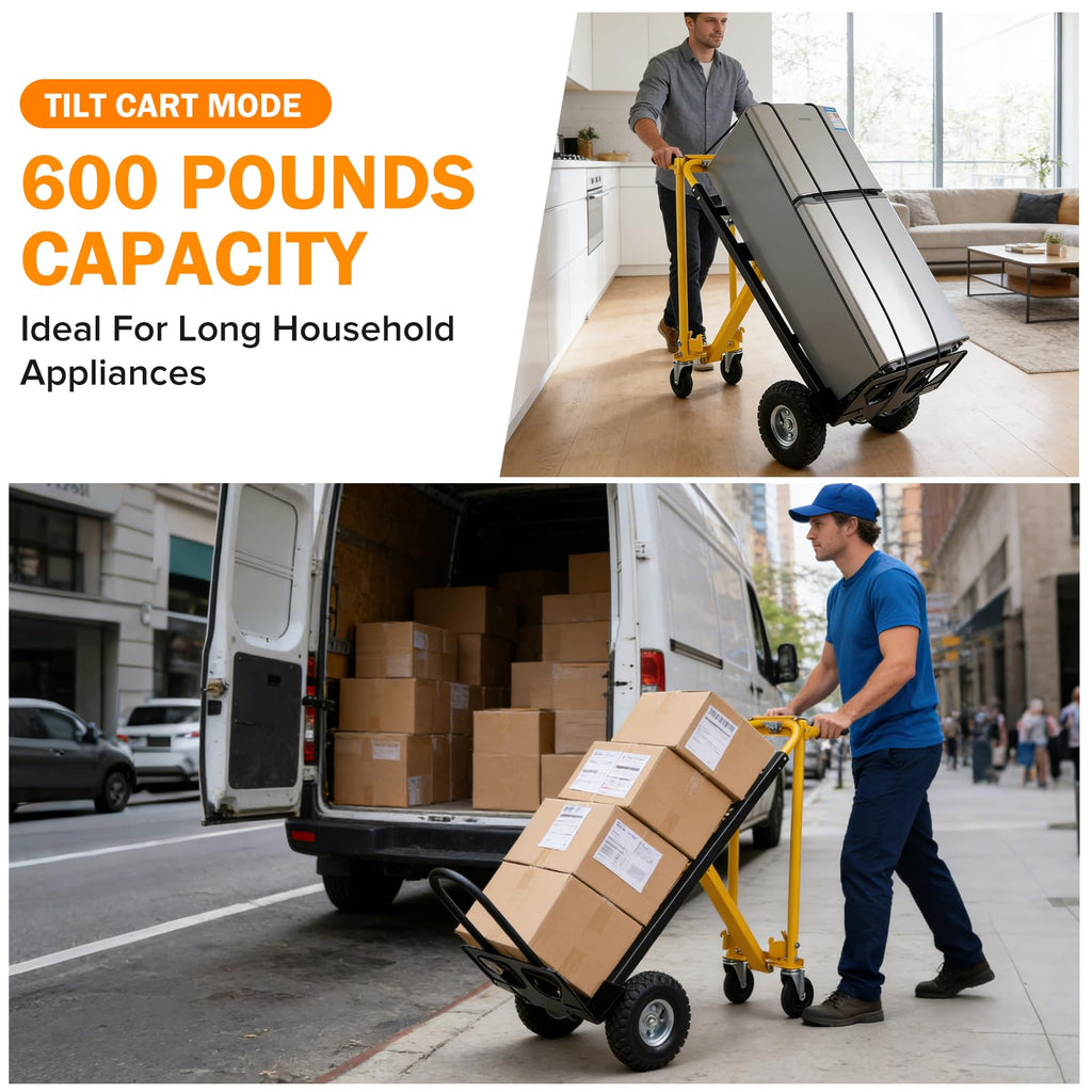 3 in 1 Convertible Hand Truck Dolly Cart with 10" Pneumatic Wheels, 1000LBS Capacity L7799