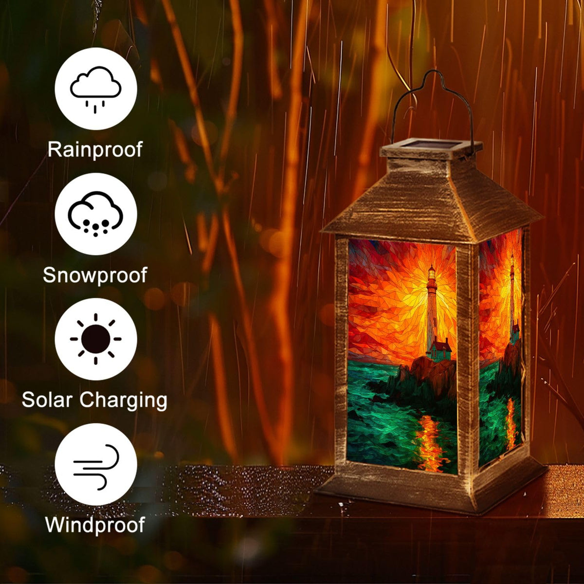 Solar Powered Waterproof Hanging Lantern G6909