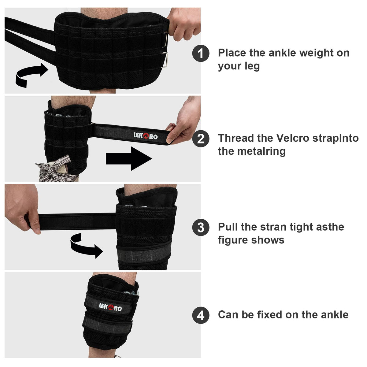 Ankle Weights Wrist Weights, 1 Pair Adjustable Removable Steel H727