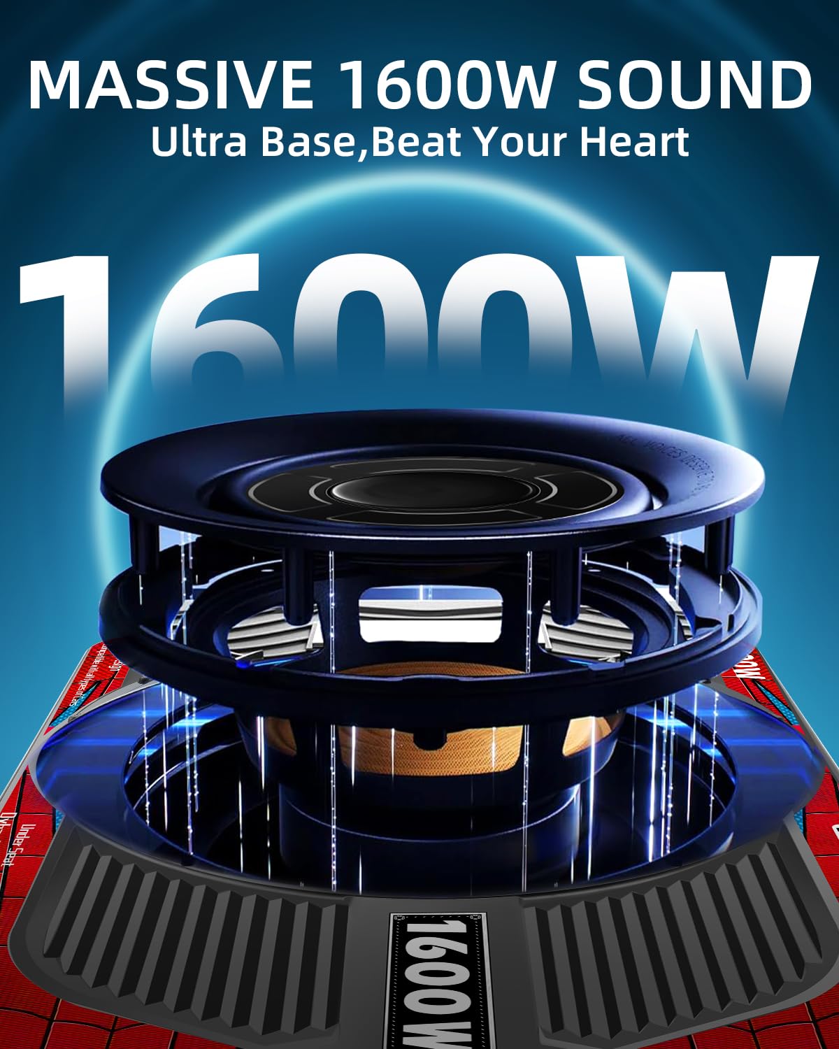 1600W Slim Underseat Car Subwoofer and Amp with RGB Light M507