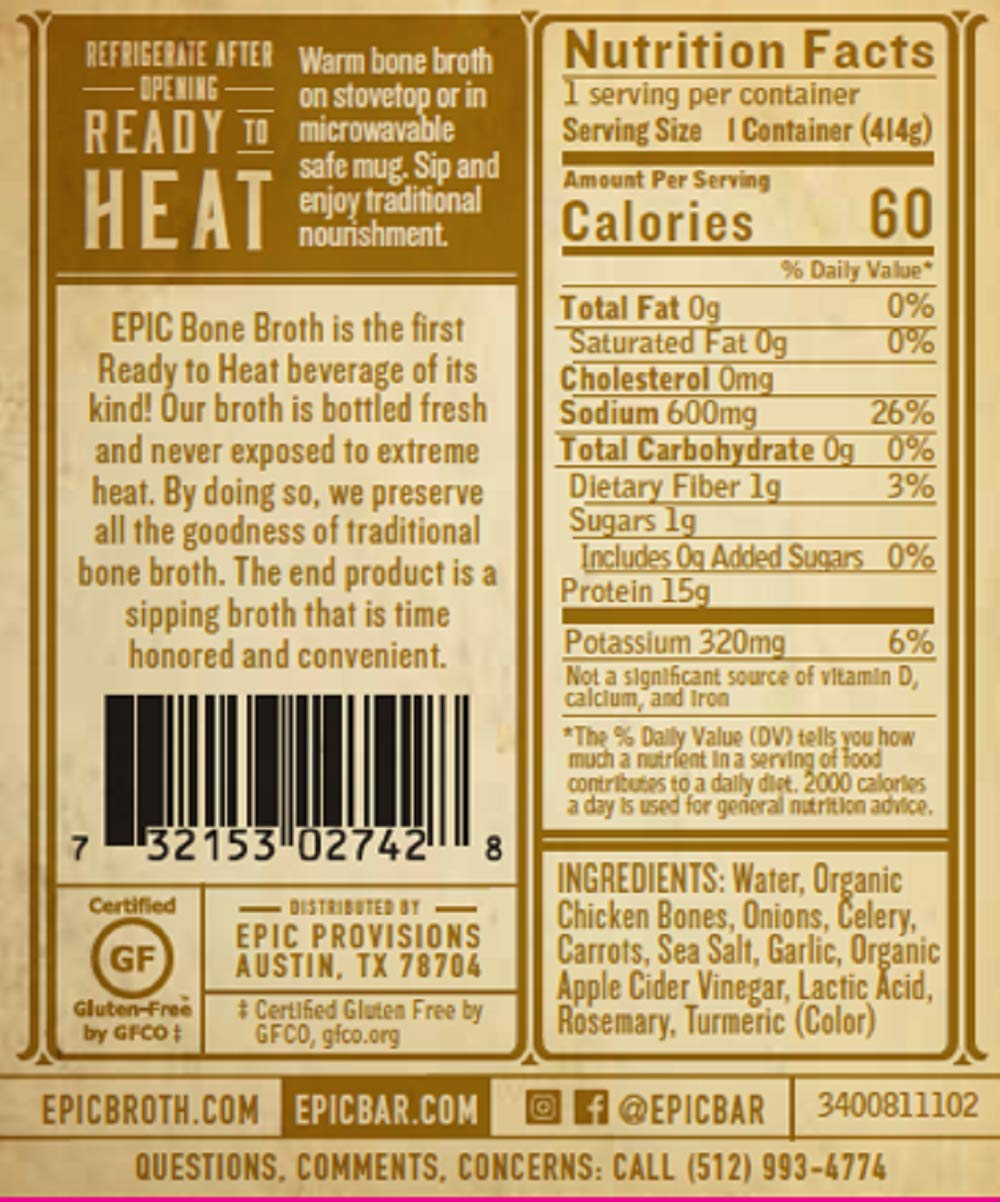 Homestyle Savory Chicken Bone Broth 14 oz. 3 Pack G38912