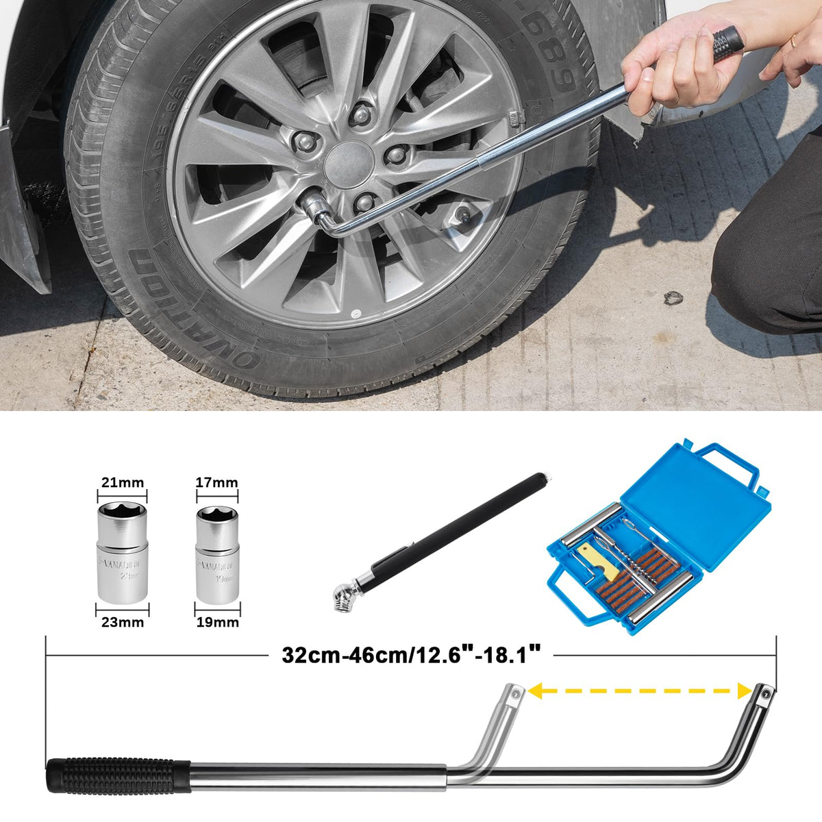 3 Ton Scissor Jack and Jack Stands Kit with Lug Wrench T586