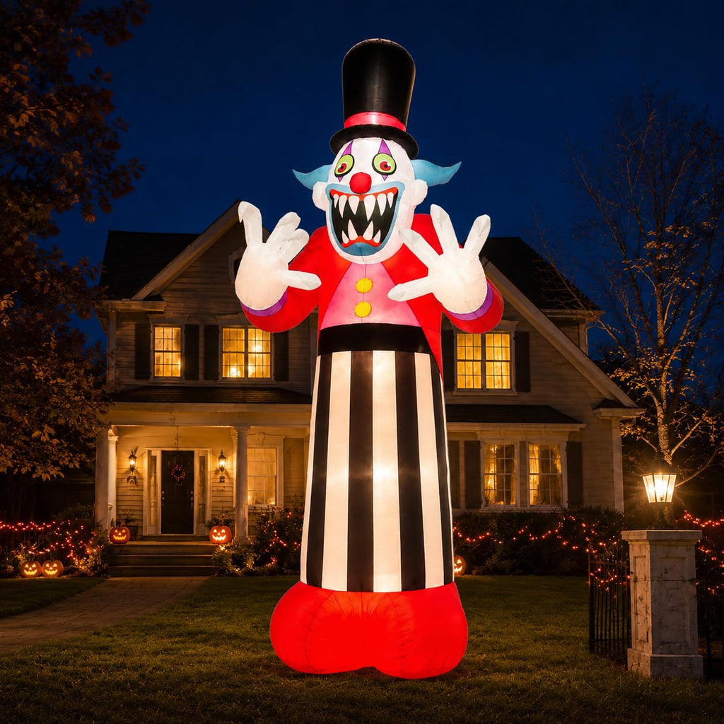 11FT Giant Halloween Inflatables Clown Ghost with LED Lights I7155