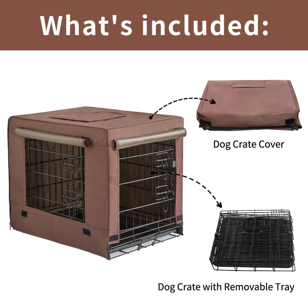 Brown Collapsible Metal Dog Crate Y371