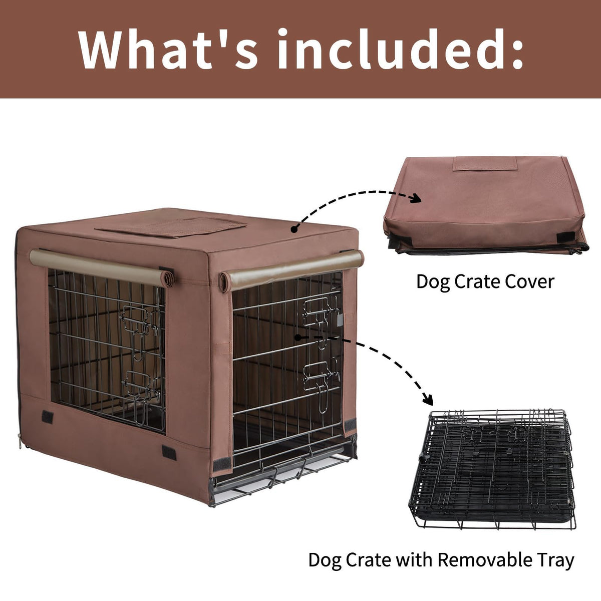 Brown Collapsible Metal Dog Crate Y371