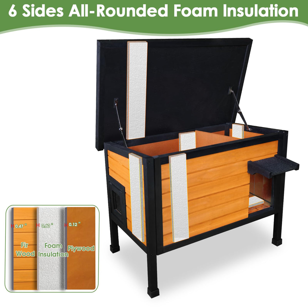 Outdoor Insulated Wooden Cat House Z13800
