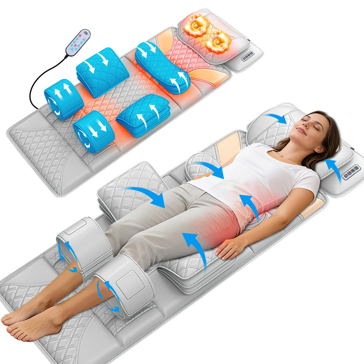 Full Body Massage Mat with Lumbar Pad & Headrest T3539