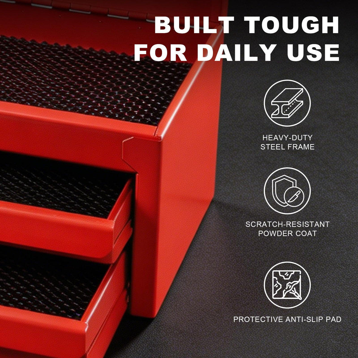 Mini Tool Box with Two Drawers and Lockable Top Storage, Red B806