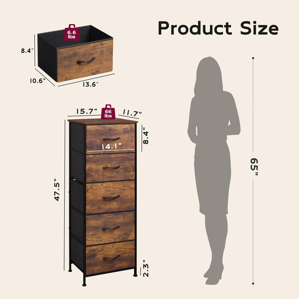 5 Drawer Rustic Brown Dresser C84426