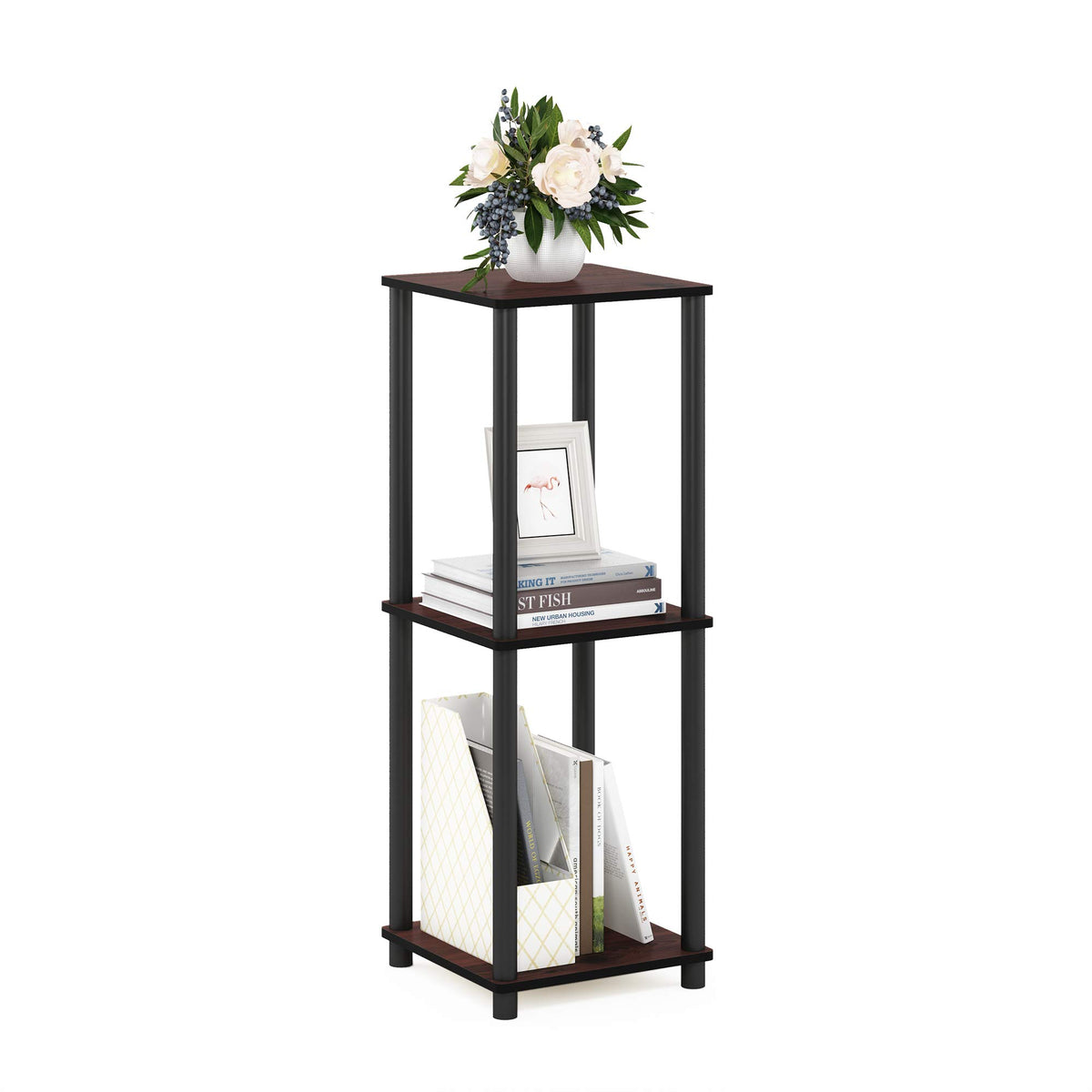 2-Tier Square Side Table Set of 2, Dark Cherry A233