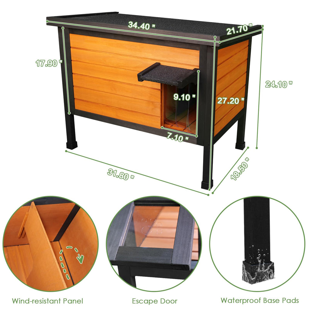 Outdoor Insulated Wooden Cat House Z13800