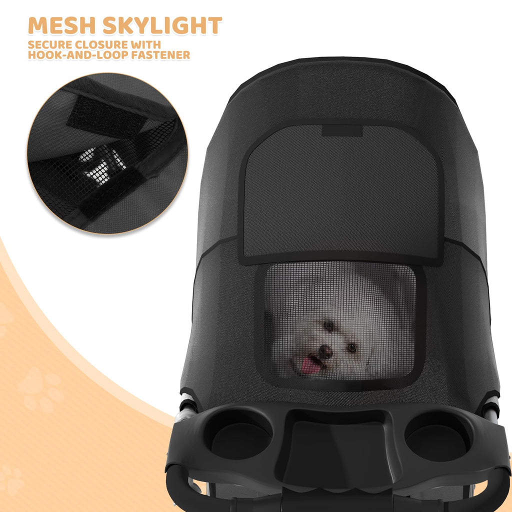 3-Wheel Pet Stroller for Small/Medium Dog Cat, Up to 33lbs, Black G3580