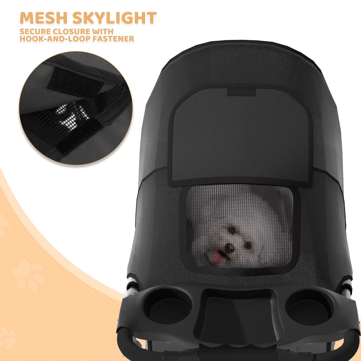 3-Wheel Pet Stroller for Small/Medium Dog Cat, Up to 33lbs, Black G3580