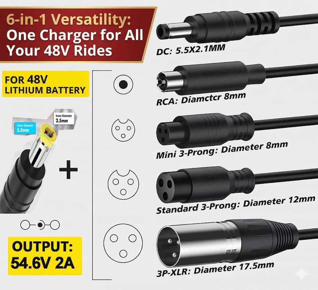 54.6V 2A Electric Bike Charger for 48V Lithium Battery K1969