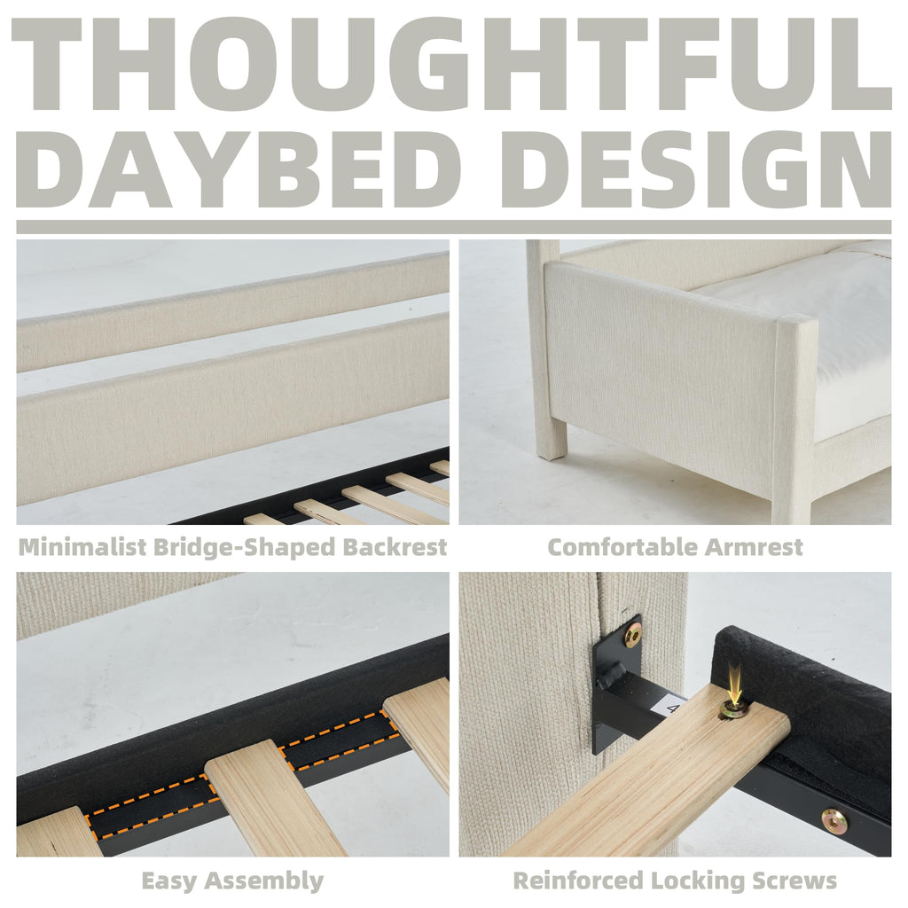 Twin Size Upholstered Platform Daybed with Headboard Y26179