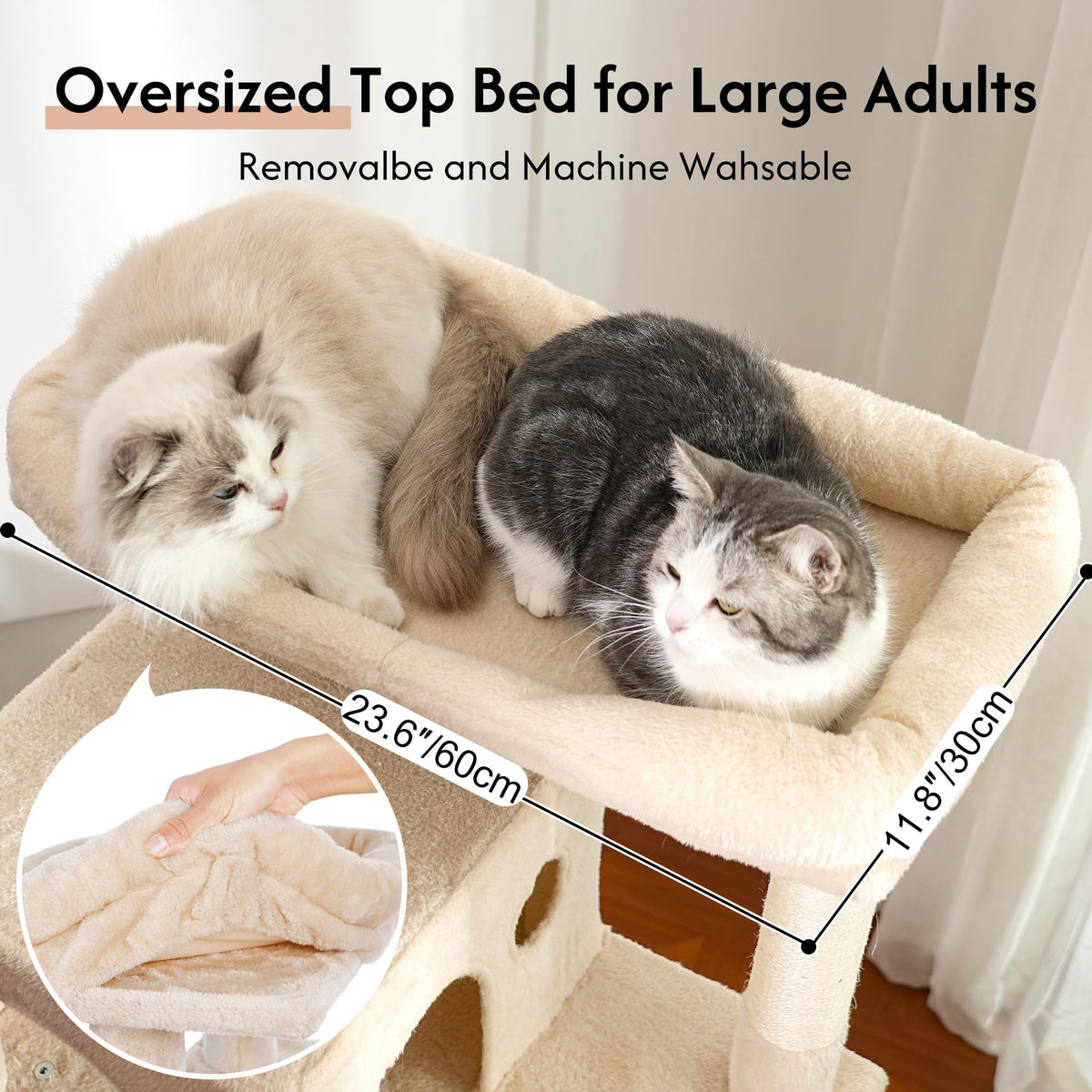 70” XXL Cat Tree Tower with Oversized Bed M3589