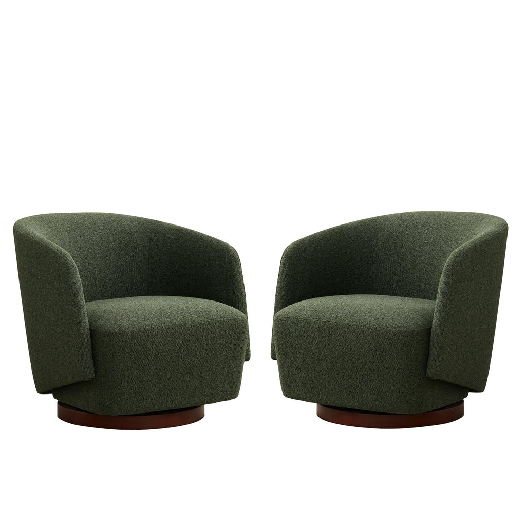 Boucle Swivel Accent Chairs Set of 2 Green S358625