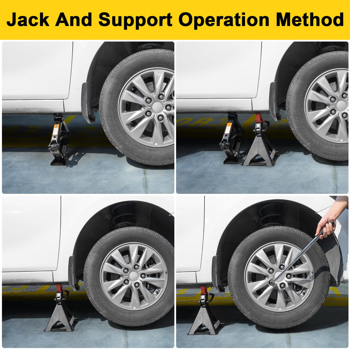 3 Ton Scissor Jack and Jack Stands Kit with Lug Wrench T586