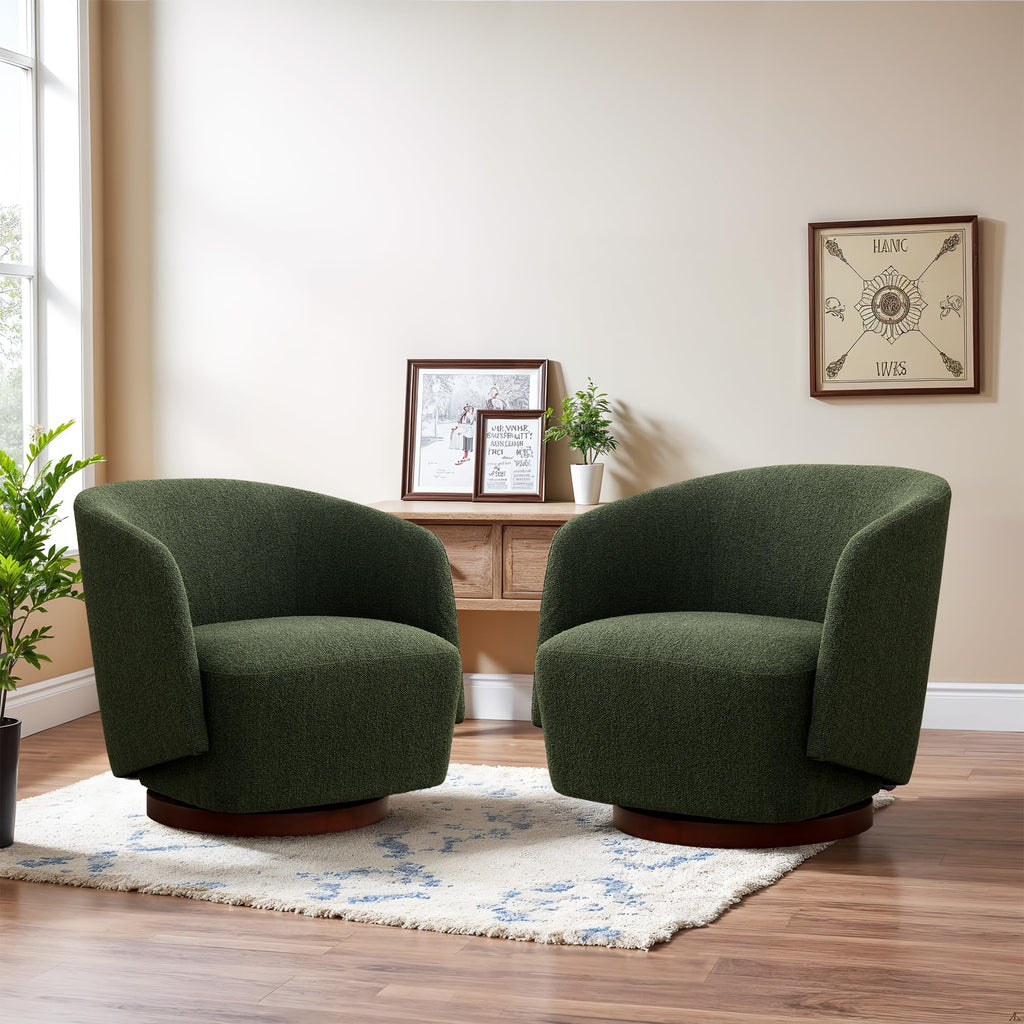 Boucle Swivel Accent Chairs Set of 2 Green S358625