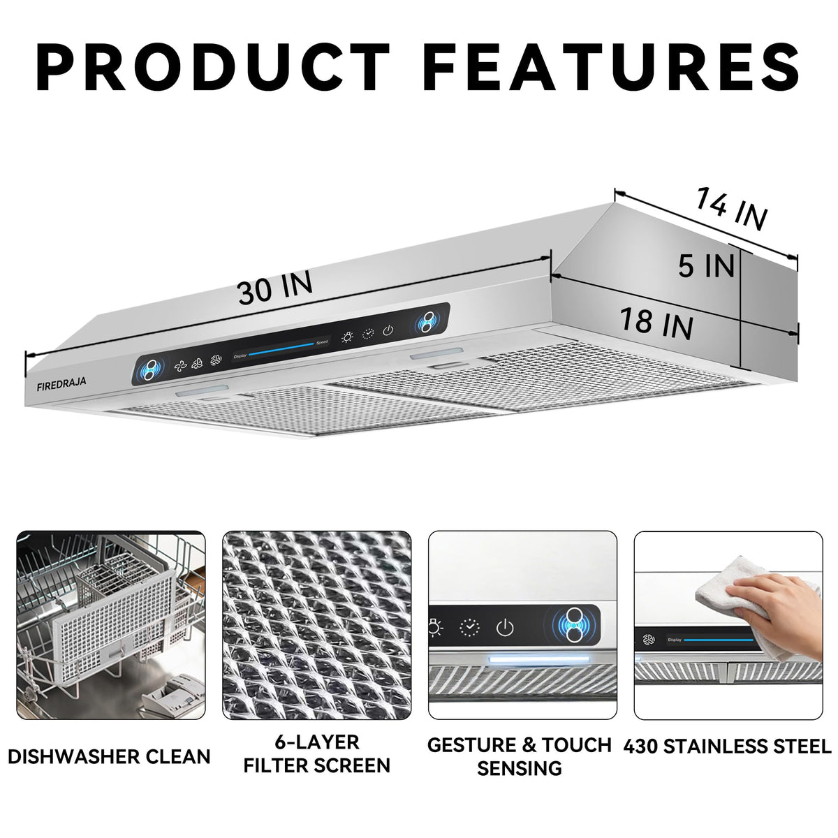 30 Inch 550 CFM Stainless Steel Under Cabinet Range Hood F91269