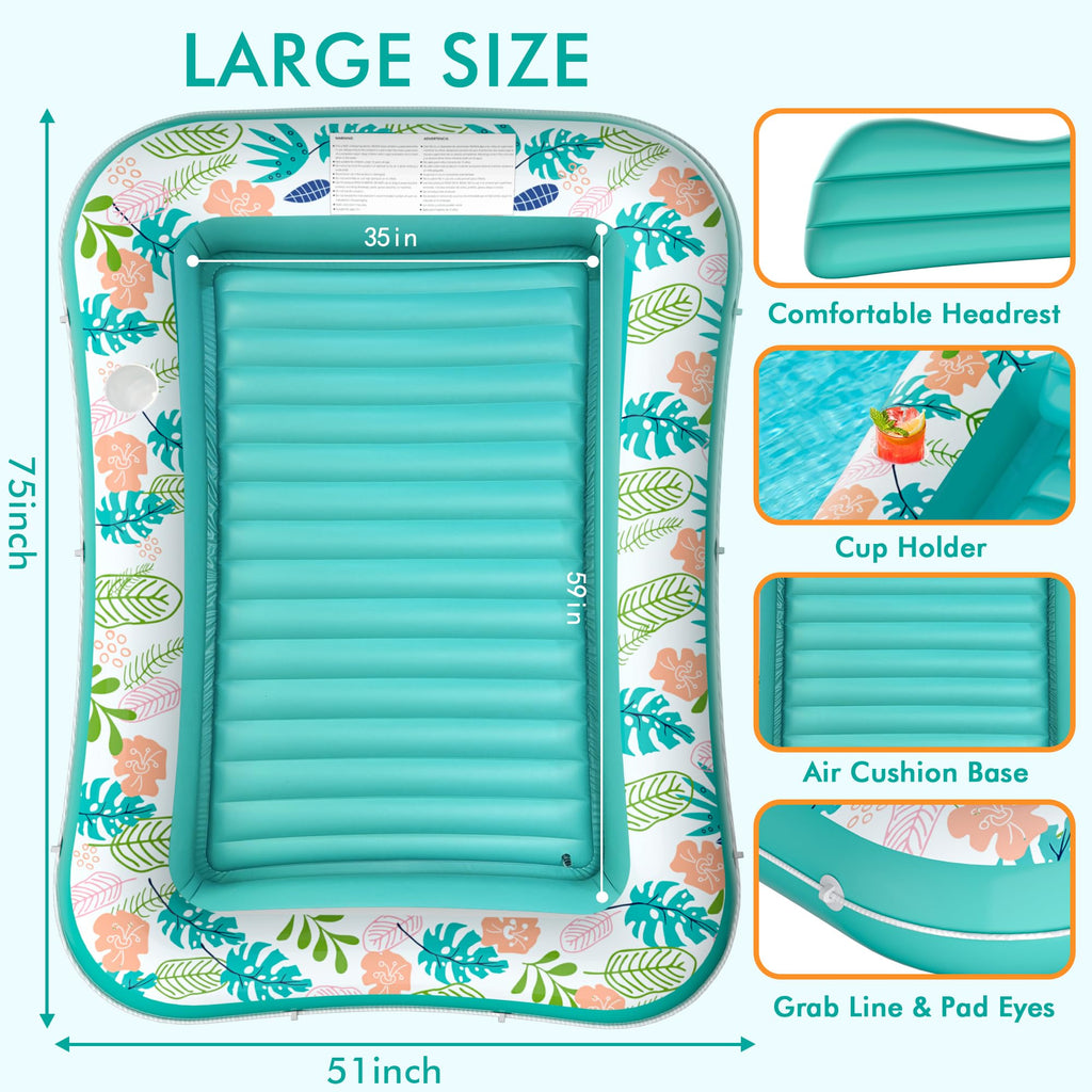 2 Pack Inflatable Pool Float Mat & 75" x 51" Tanning Pool Lounger P476608