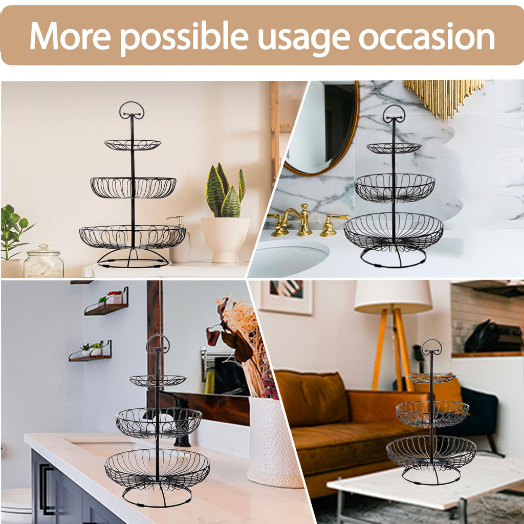 3-Tiered Black Wire Fruit and Vegetable Holder K6308