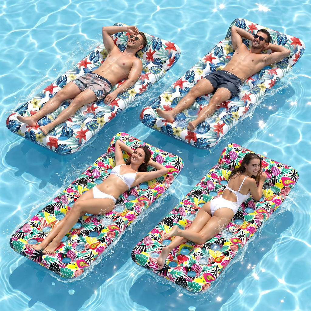 4 Pack Oversized Inflatable Pool Floats with Headrest P770504