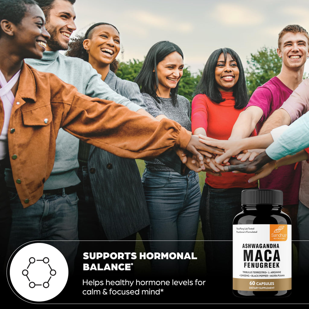 Maca Root Fenugreek Ashwagandha L-Arginine Ginseng Muira Puama Herbal Supplement 60 Capsules G666